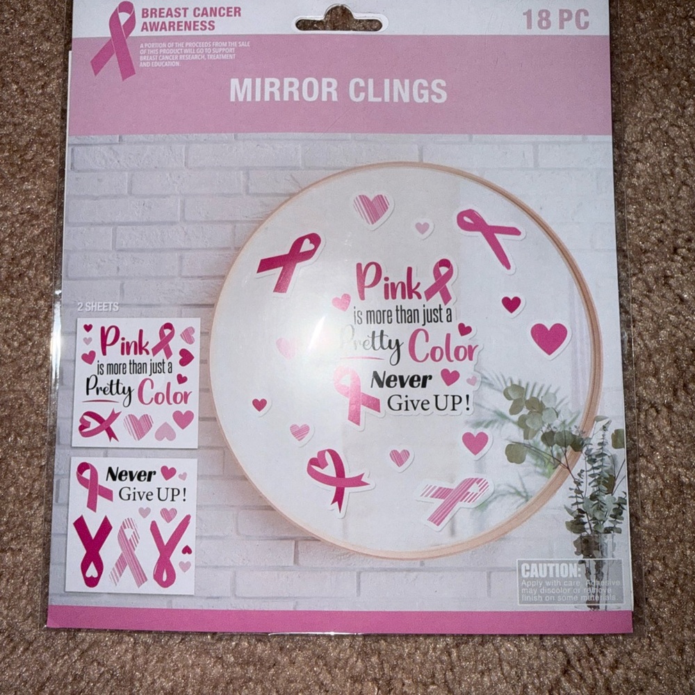 Breast Cancer Awareness Mirror Clings - Pink